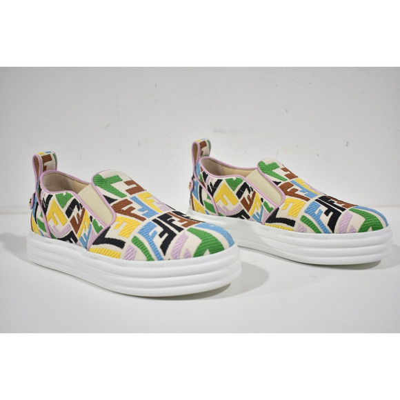 Fendi Vertigo Multicolor FF Logo Platform Low Top Trainer Slip On Sneaker 36 - Picture 4 of 12